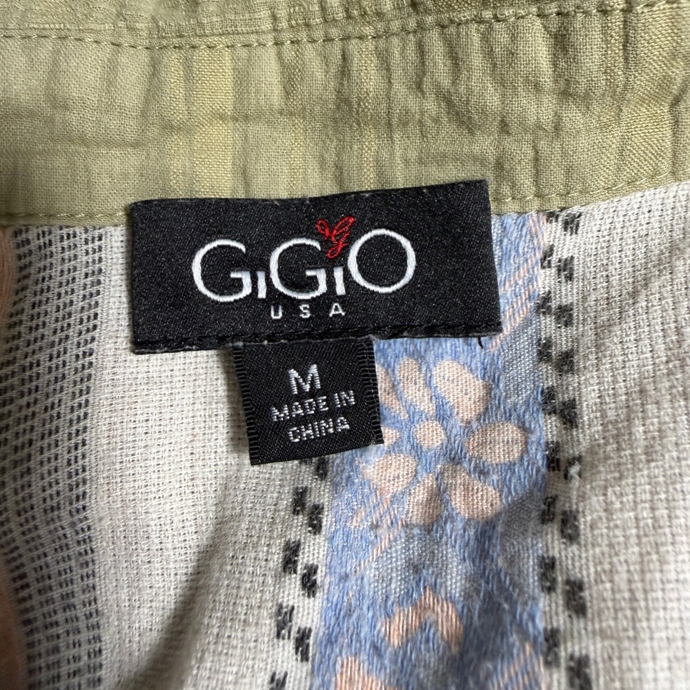 Patchwork Short Sleeve Button-Down Shirt in Olive… - image 11